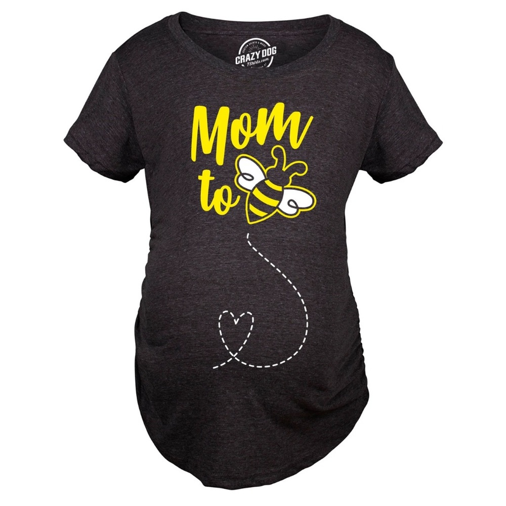 Maternity Shirt - Black with Yellow Bee Design